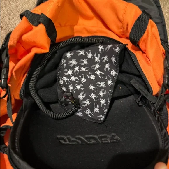 Orange and Black Spyder snow backpack. - Picture 6 of 7